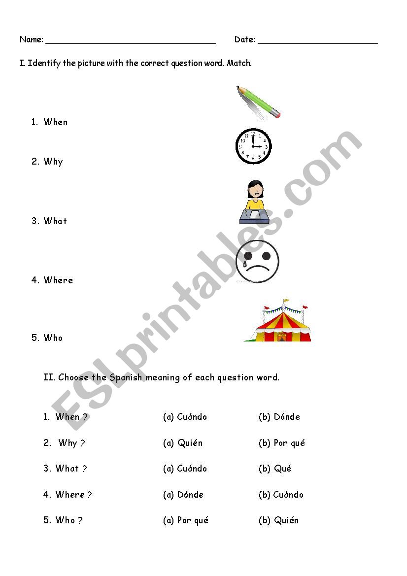 5WQuestions worksheet