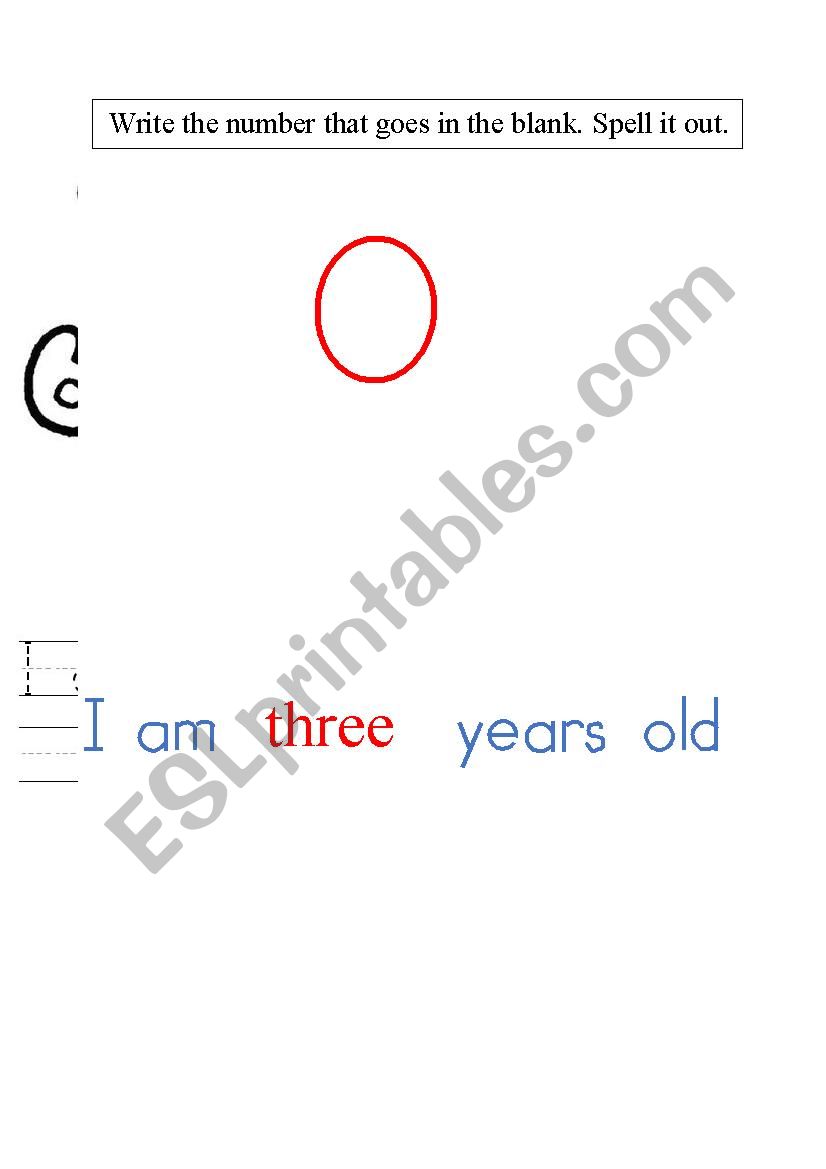 I am _ years old  worksheet