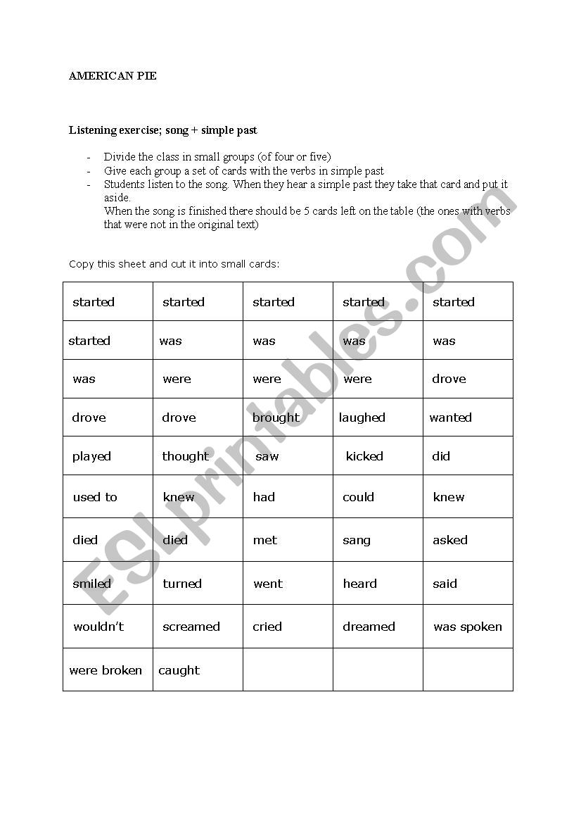 simple past  worksheet