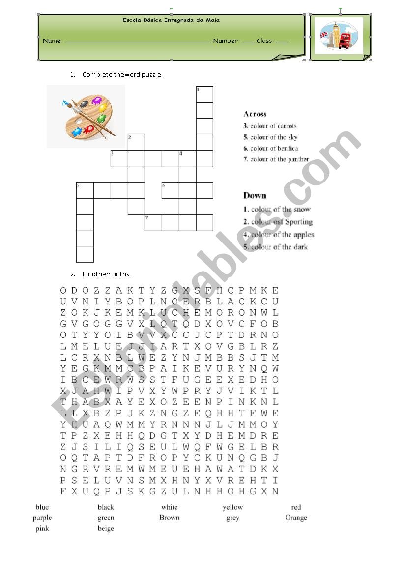 Colours games worksheet