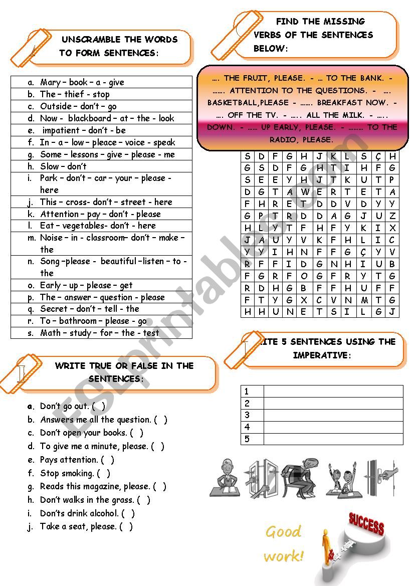 IMPERATIVE EXERCISES worksheet