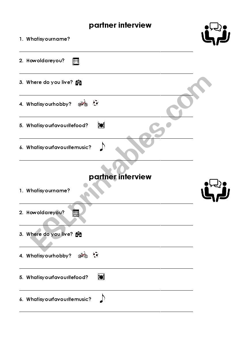 Partner Interview worksheet