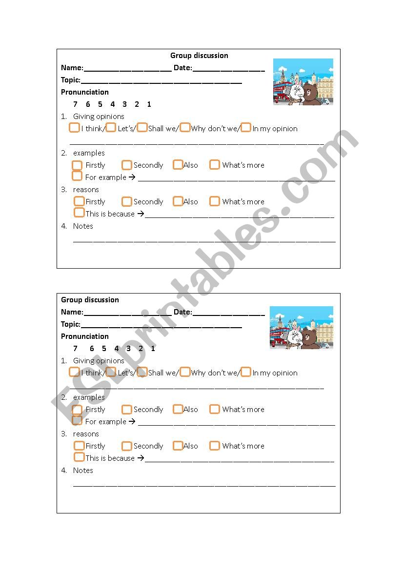 Form for commenting group discussion 