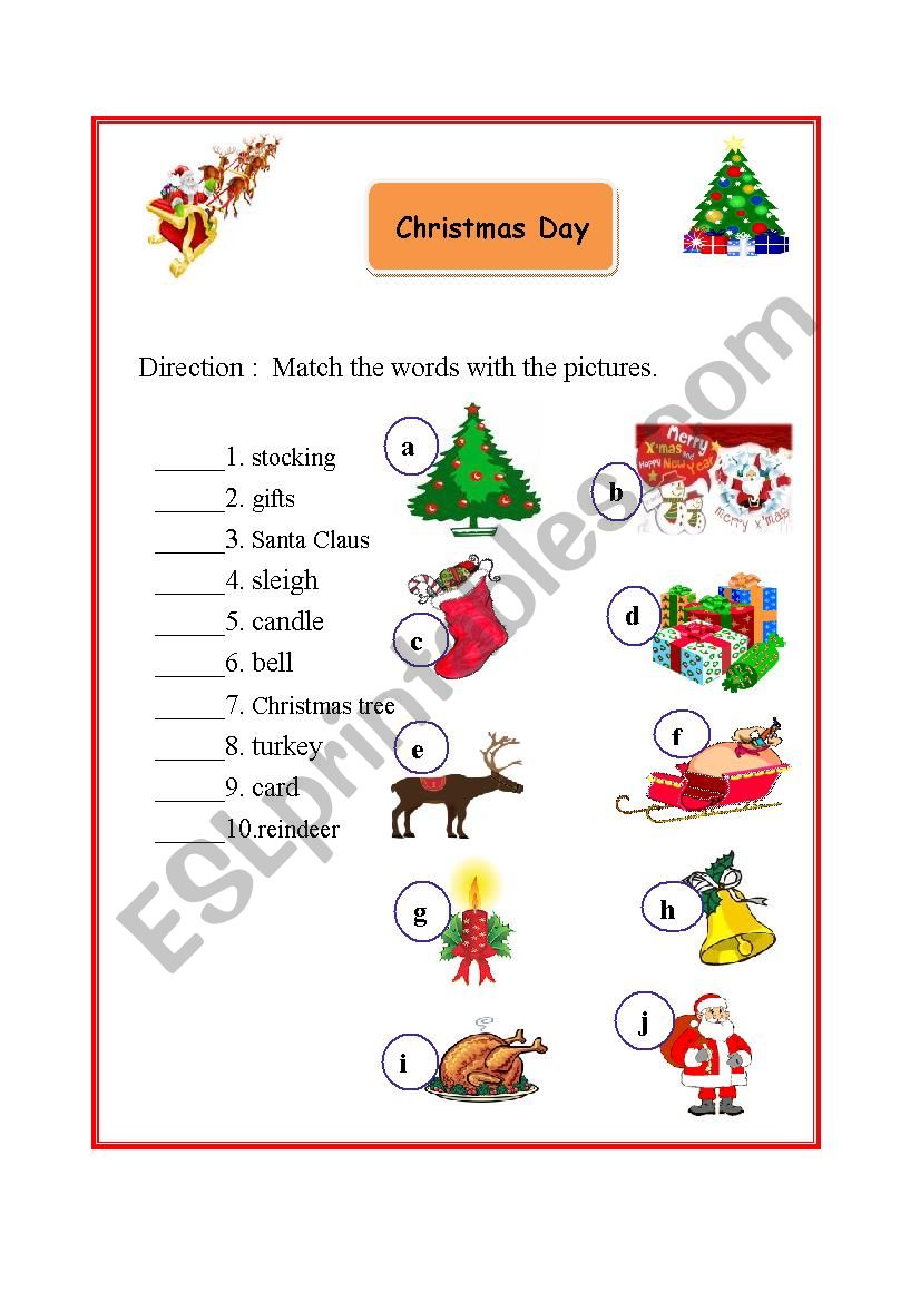 Christmas Vocabulary worksheet