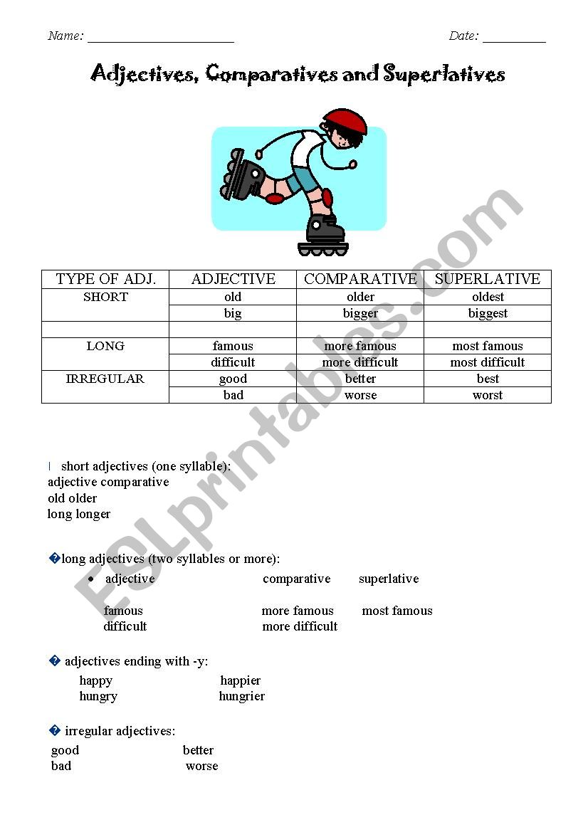 comparative and superlative adjectives 1