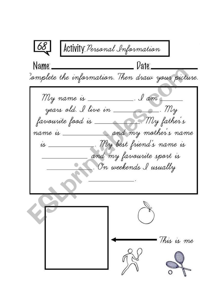 personal information worksheet