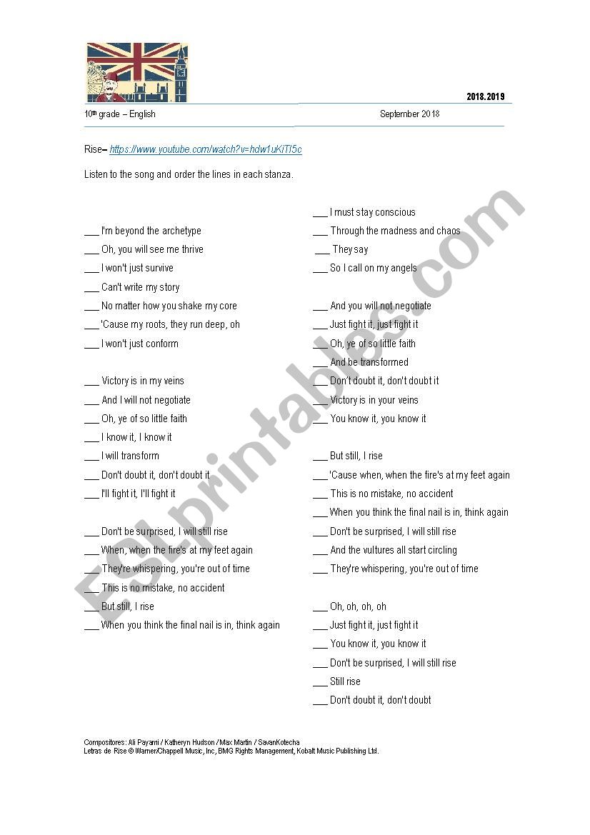 motivational song worksheet