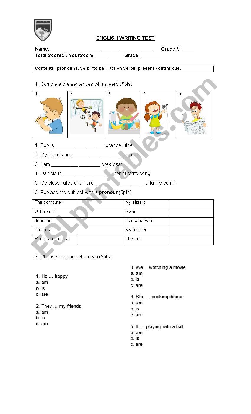 pRESENT CONTINUOS worksheet