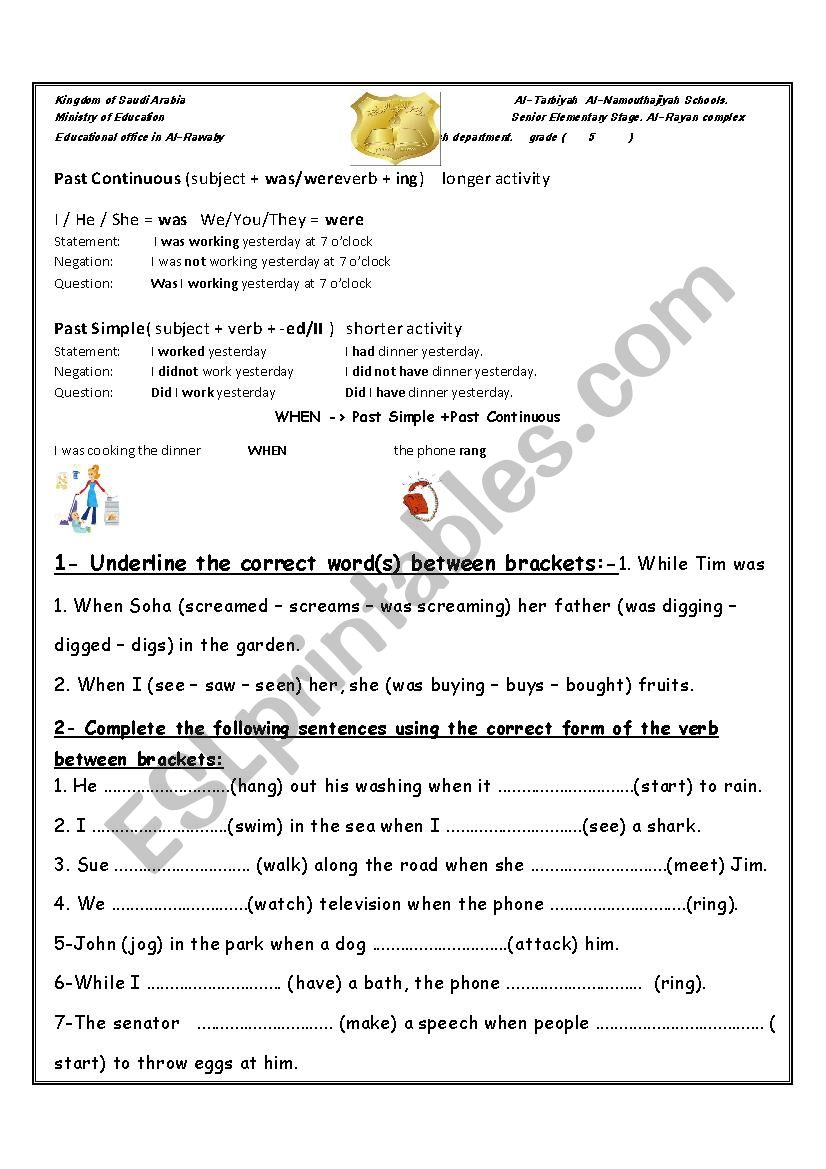 Past Continuous  worksheet