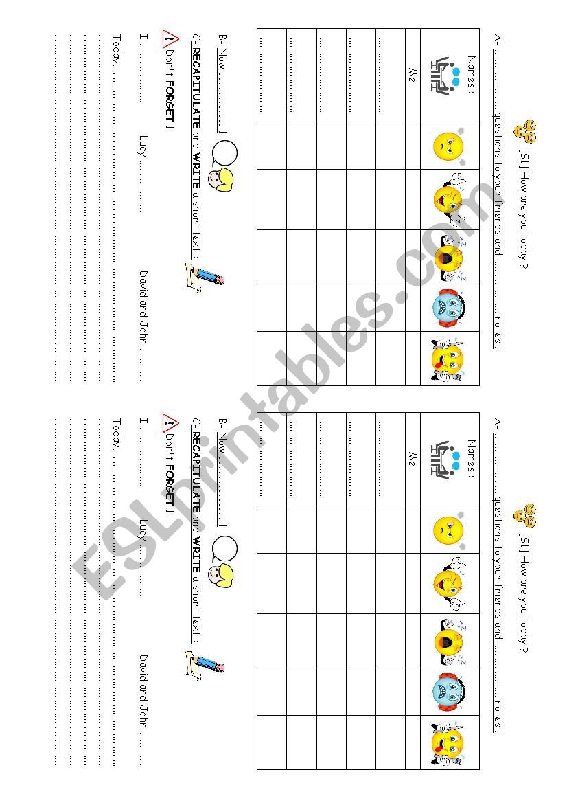 How are you today interview worksheet