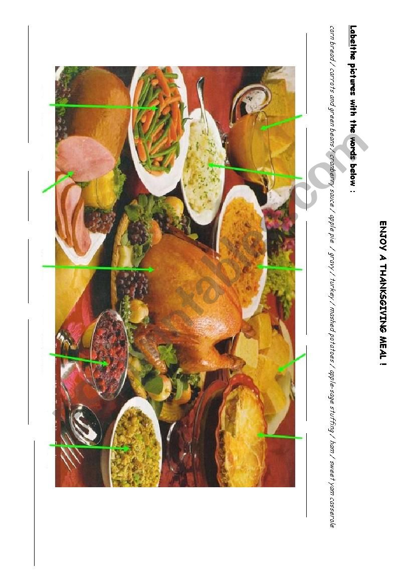 Enjoy A Thanksgiving Meal! worksheet