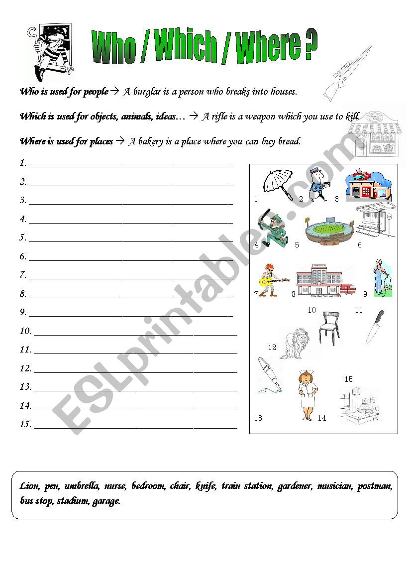 Relative pronouns worksheet