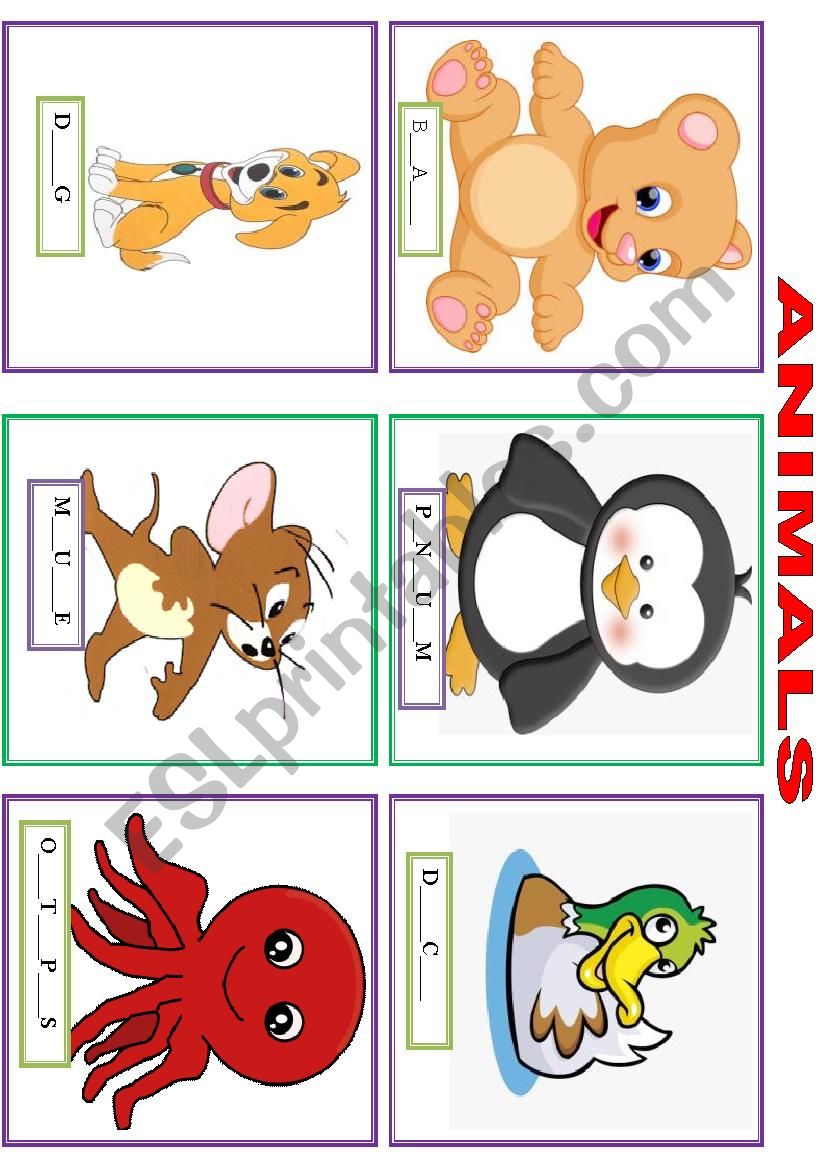 Flashcards - animals 5 worksheet