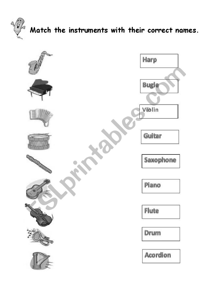 MUSICAL INSTRUMENTS  worksheet