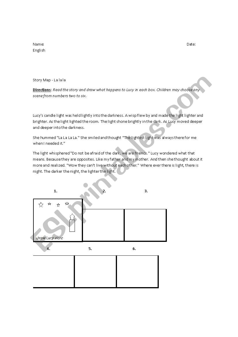 Lucy´s Light Storyboard worksheet