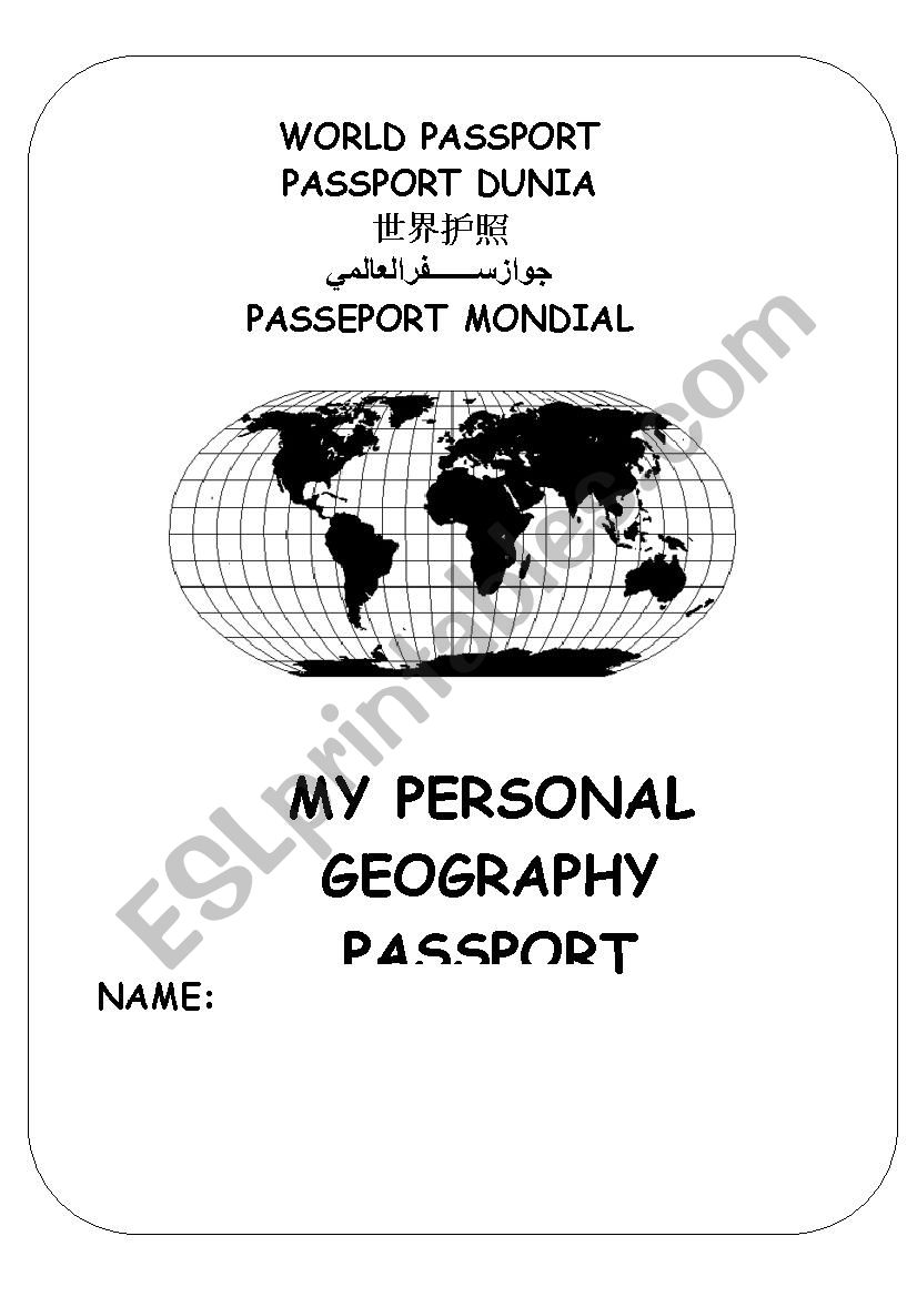 Personal Geography Passport worksheet