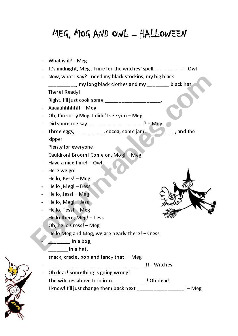 Meg and Mog worksheet