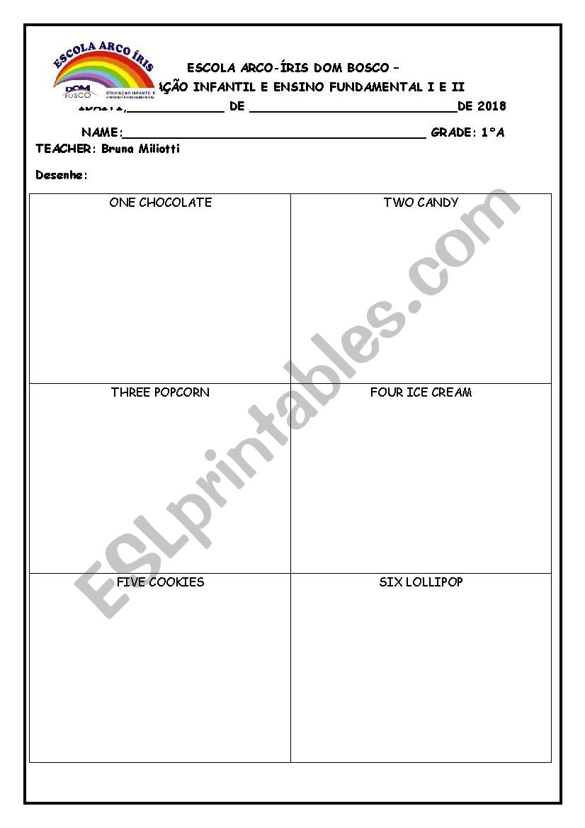 candies worksheet