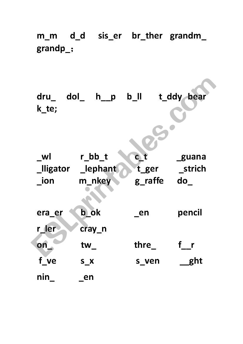 word partice worksheet