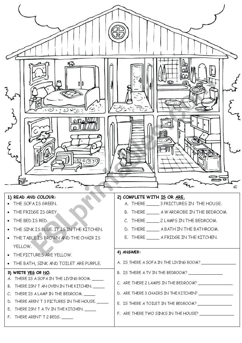House and furniture - ESL worksheet by daicho