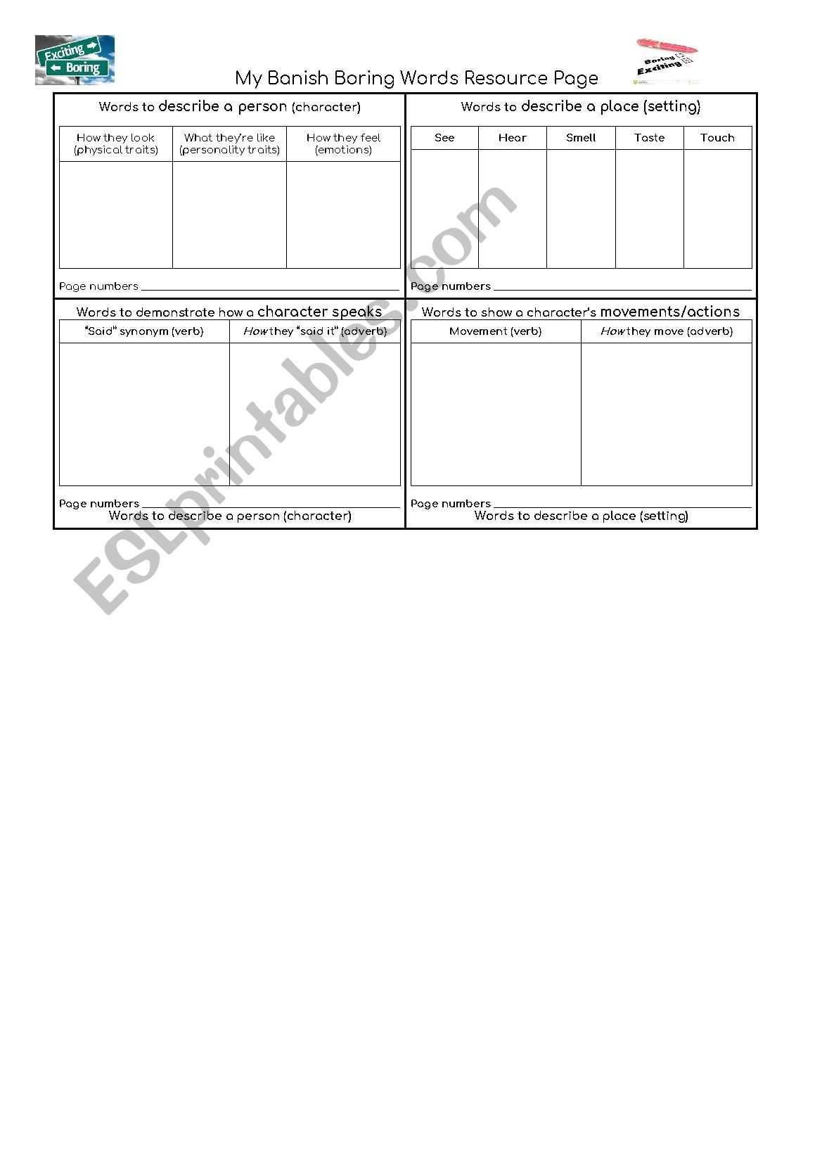 Banish Boring Words Practice worksheet