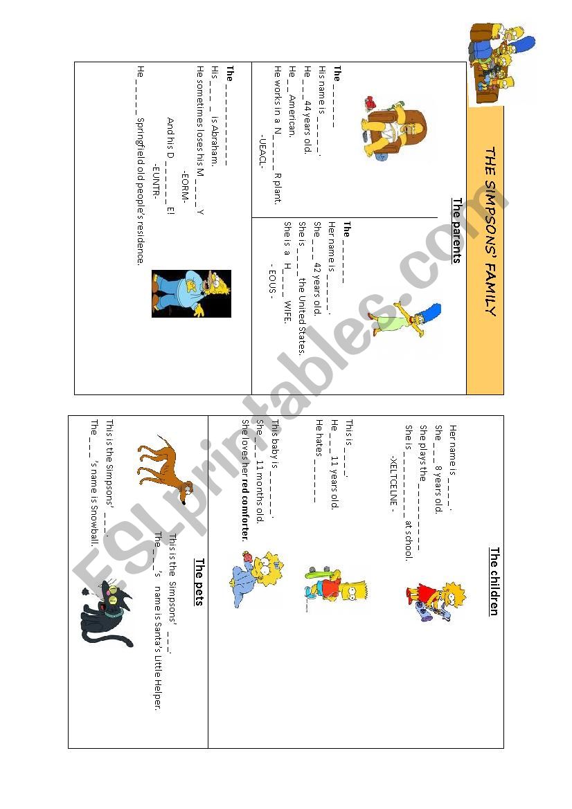 The Simpsons family worksheet