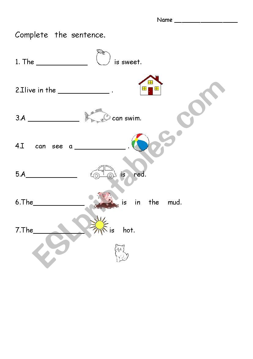 Sentence worksheet