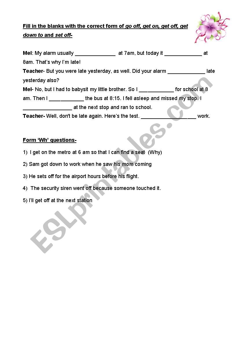 Phrasal verbs worksheet