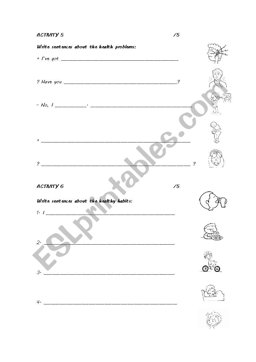 Health Problems worksheet