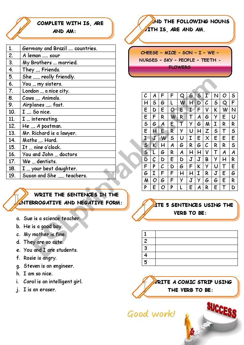 Verb to be in the present worksheet