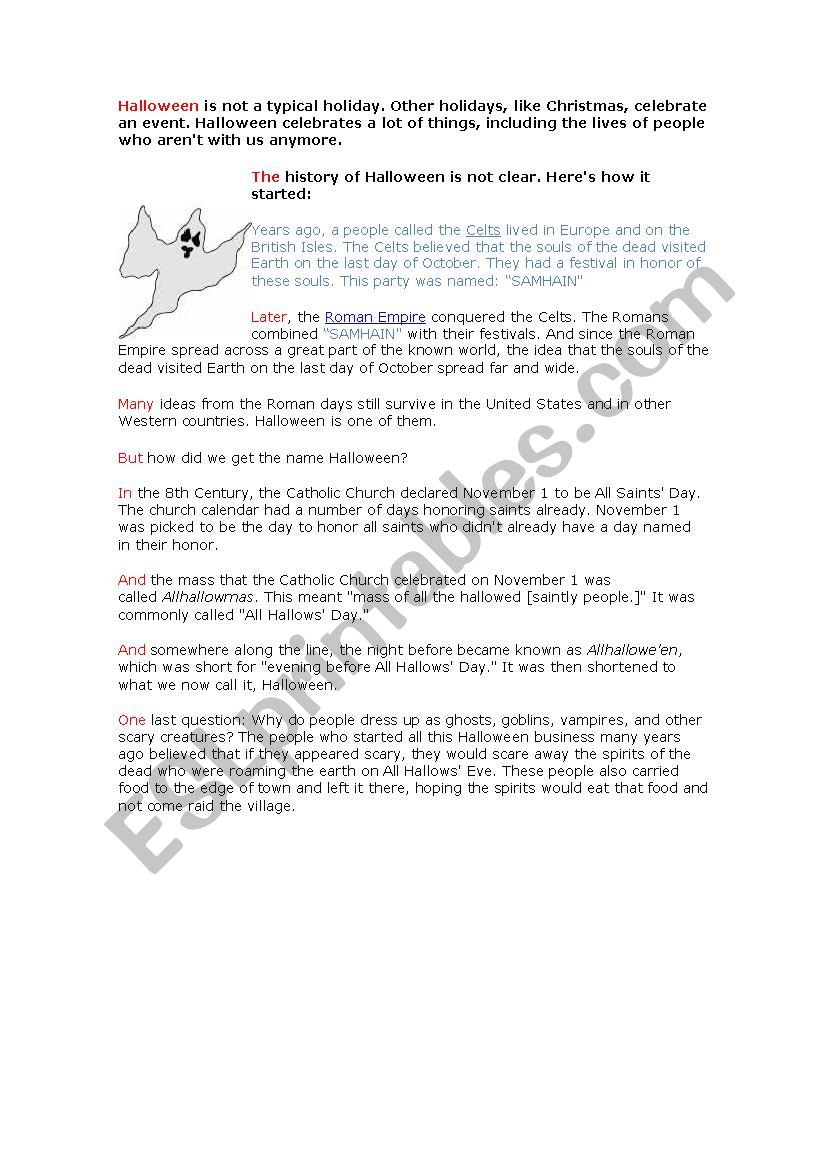 Halloween worksheet