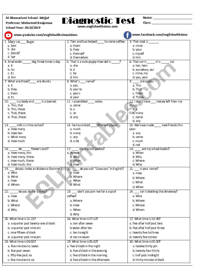 English Language Diagnostic Test