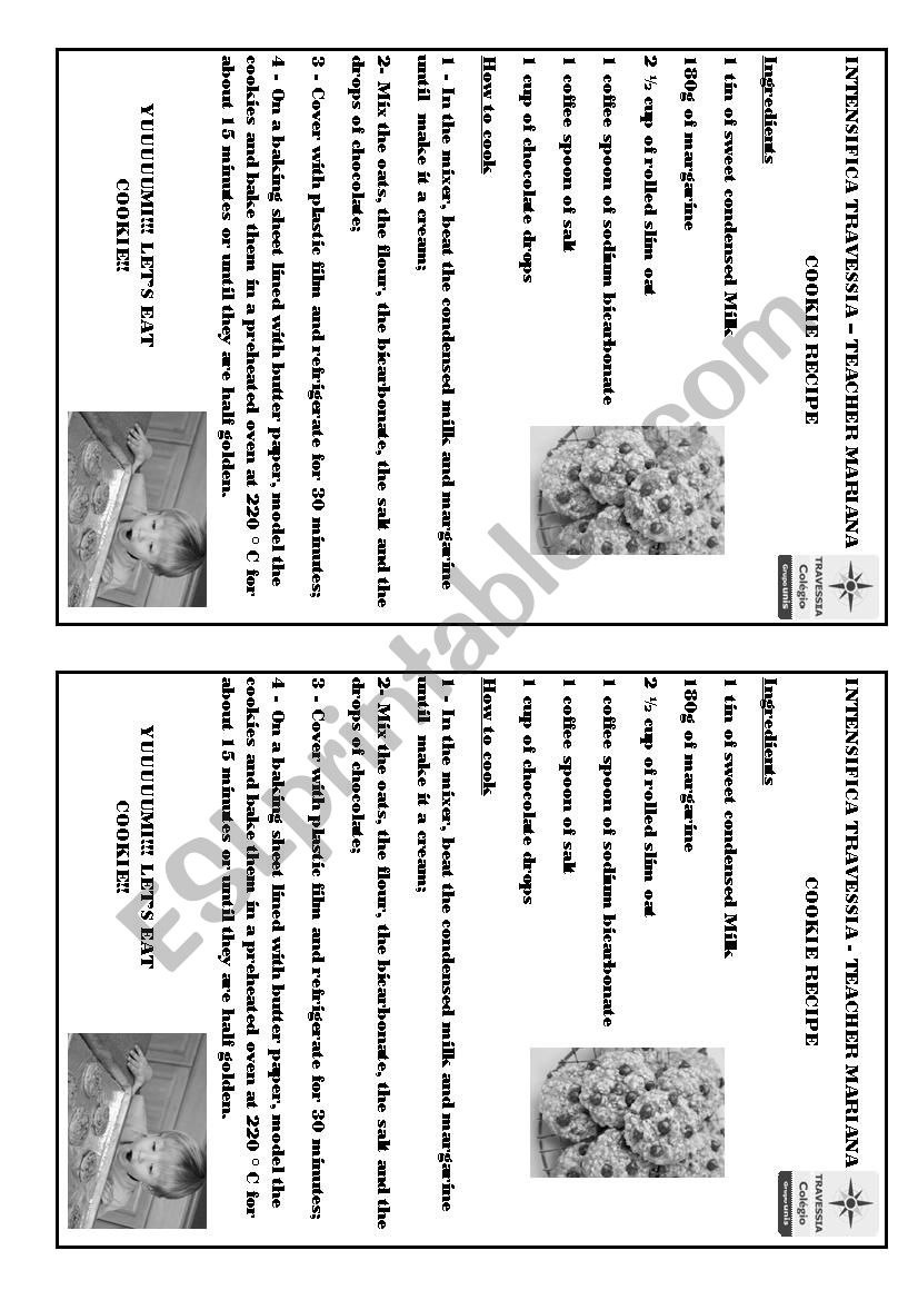 Cookie Recipe worksheet