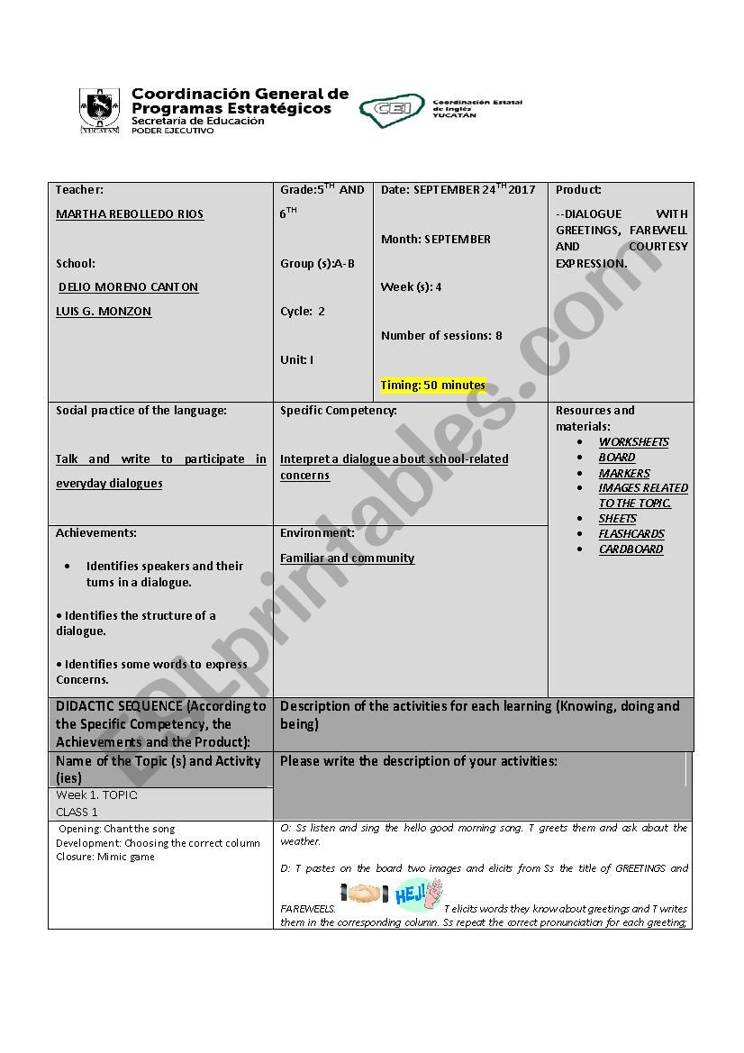 Lesson Plans worksheet