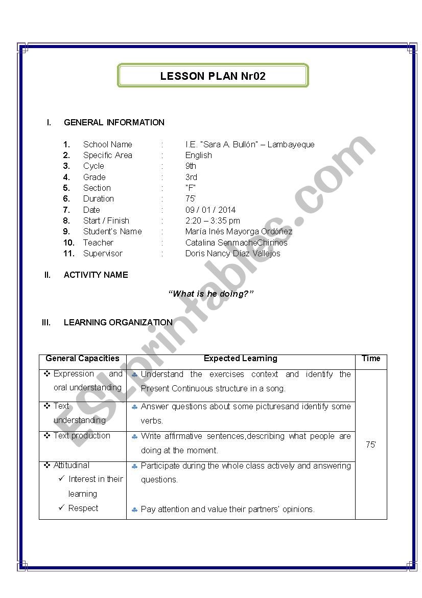 PRESENT CONTINUOUS worksheet