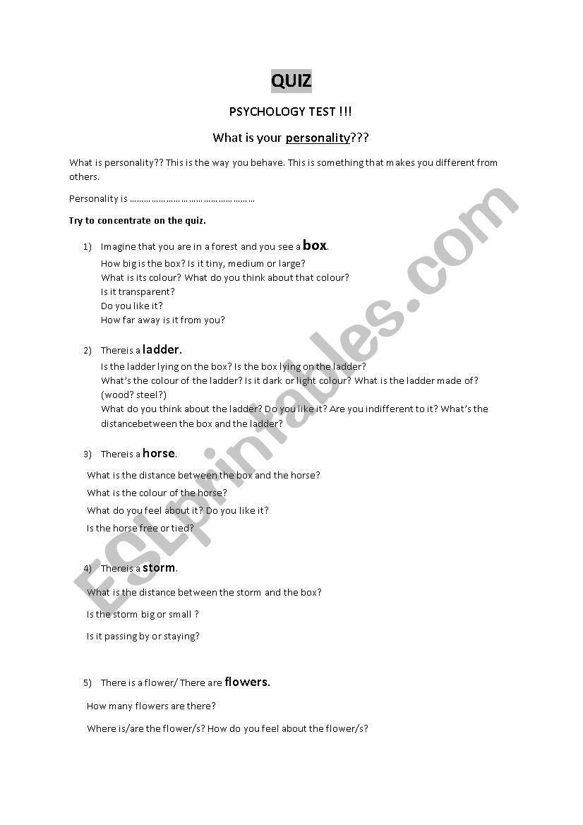 personality adjectives worksheet