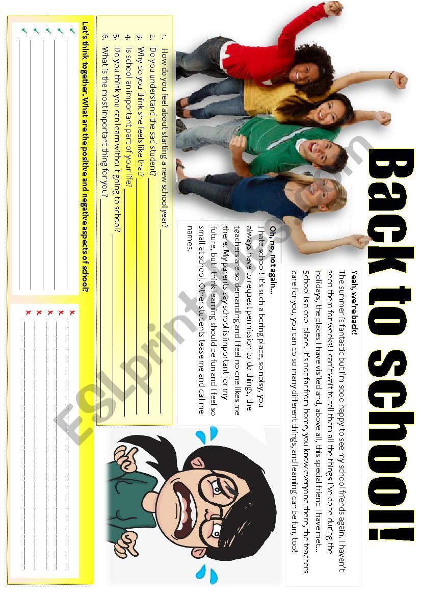 BACK TO SCHOOL (wondering) worksheet