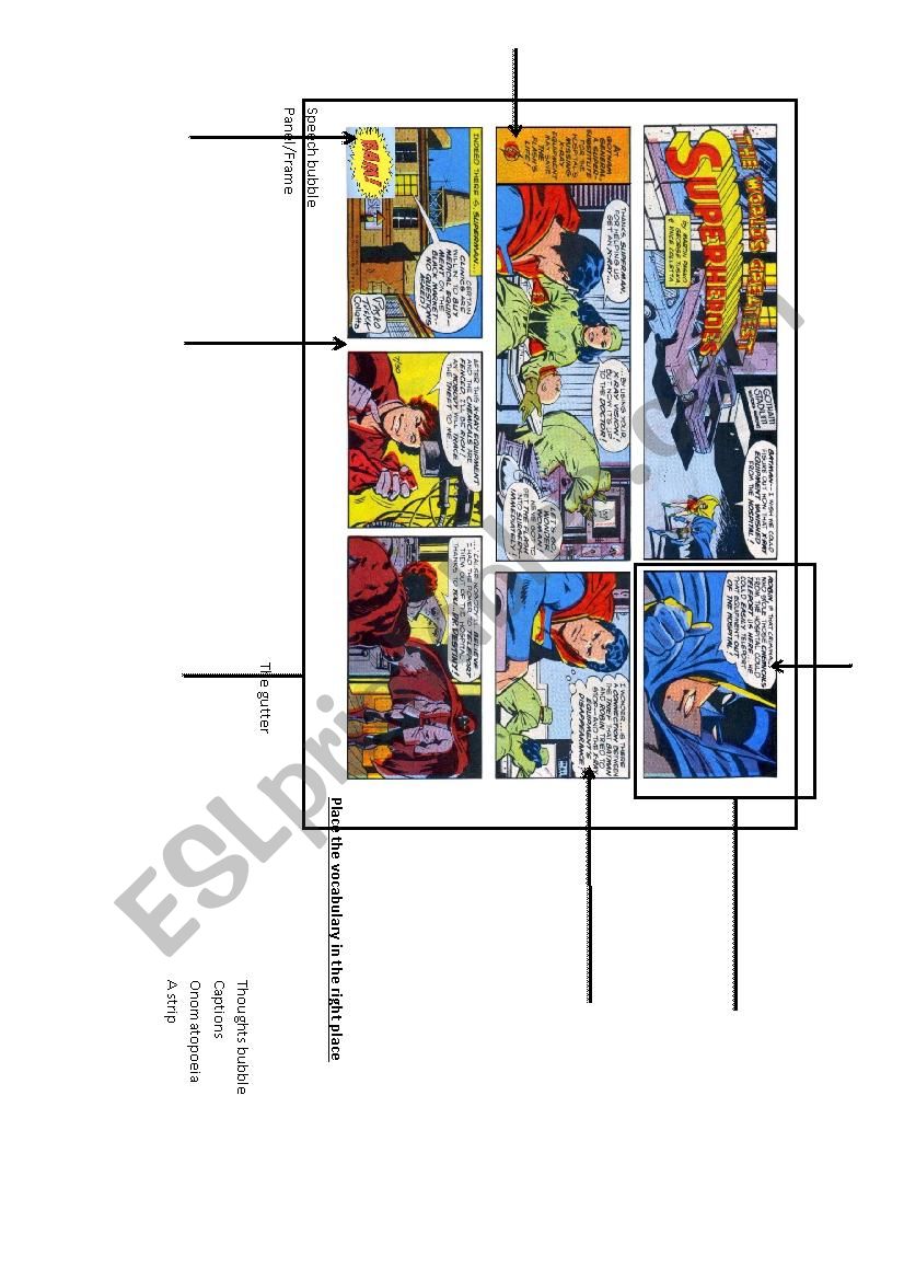 Superheroes comics vocabulary worksheet