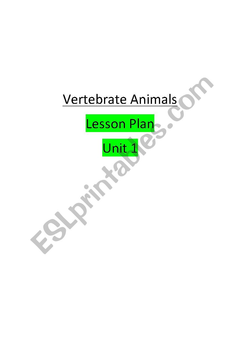 Vertebrate animals worksheet