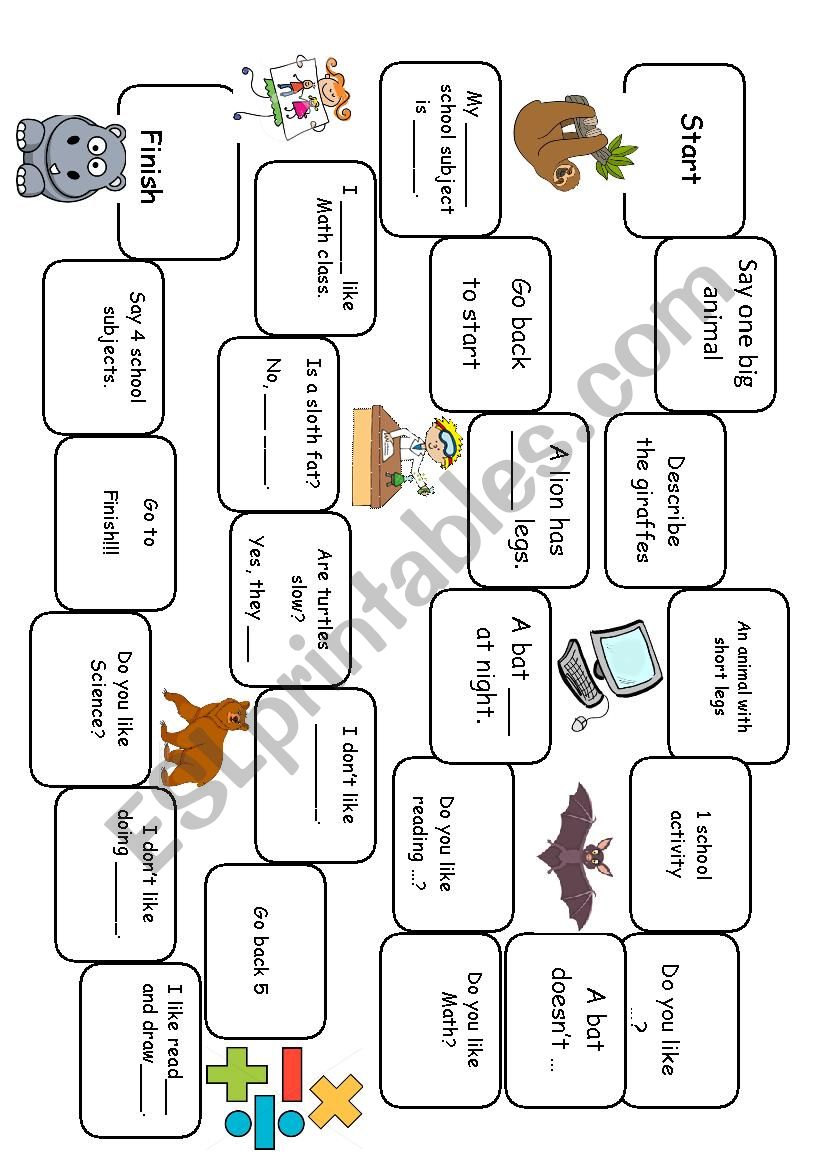 board game worksheet