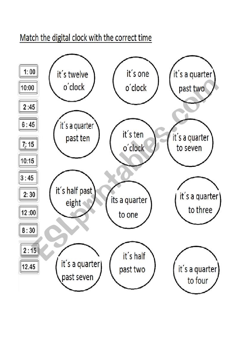 the time: digital clock worksheet