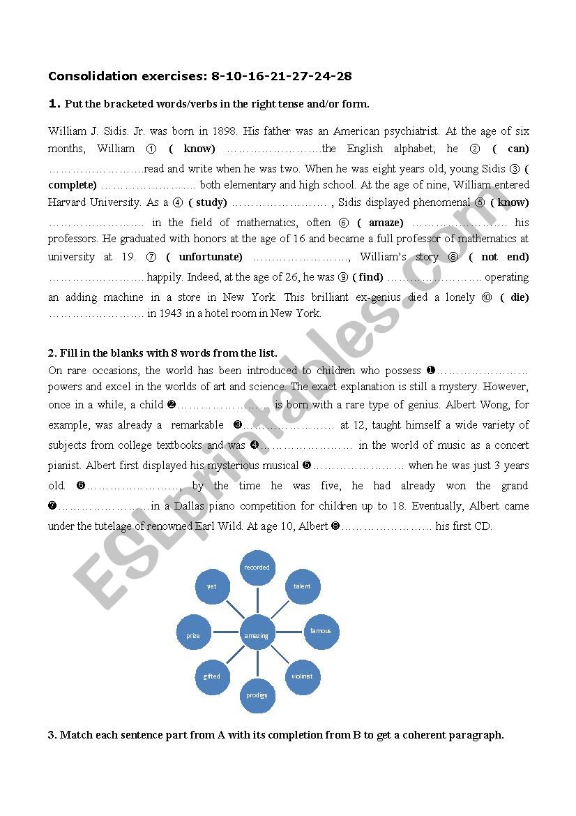 consolidation exercises worksheet