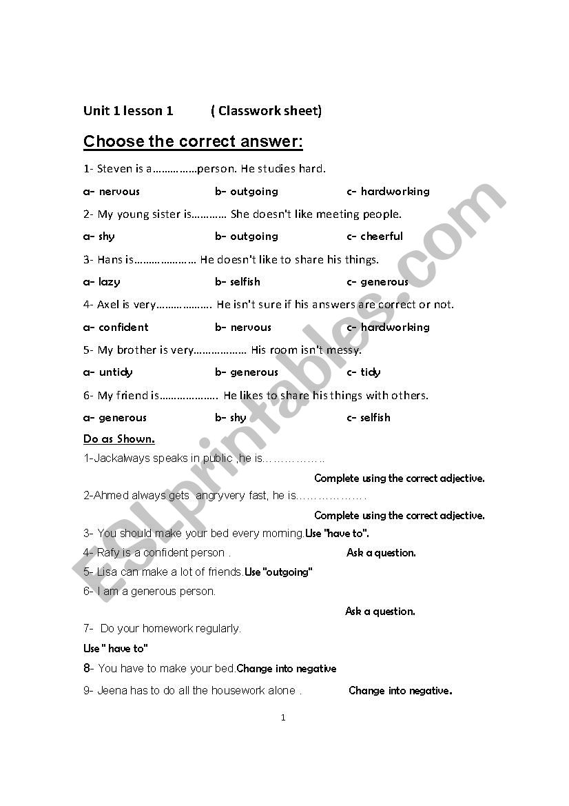 global g5 worksheet