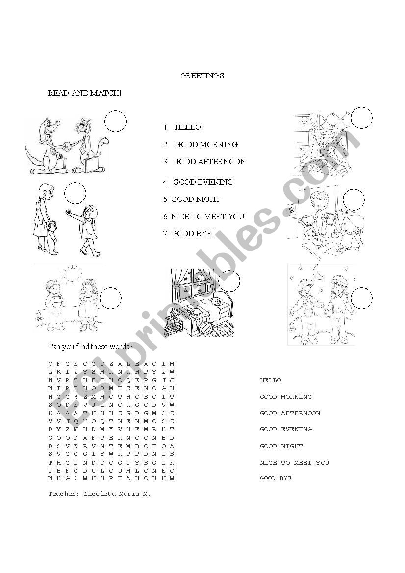 GREETINGS :) worksheet