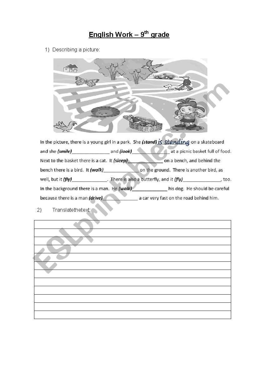 Present Continuous work worksheet