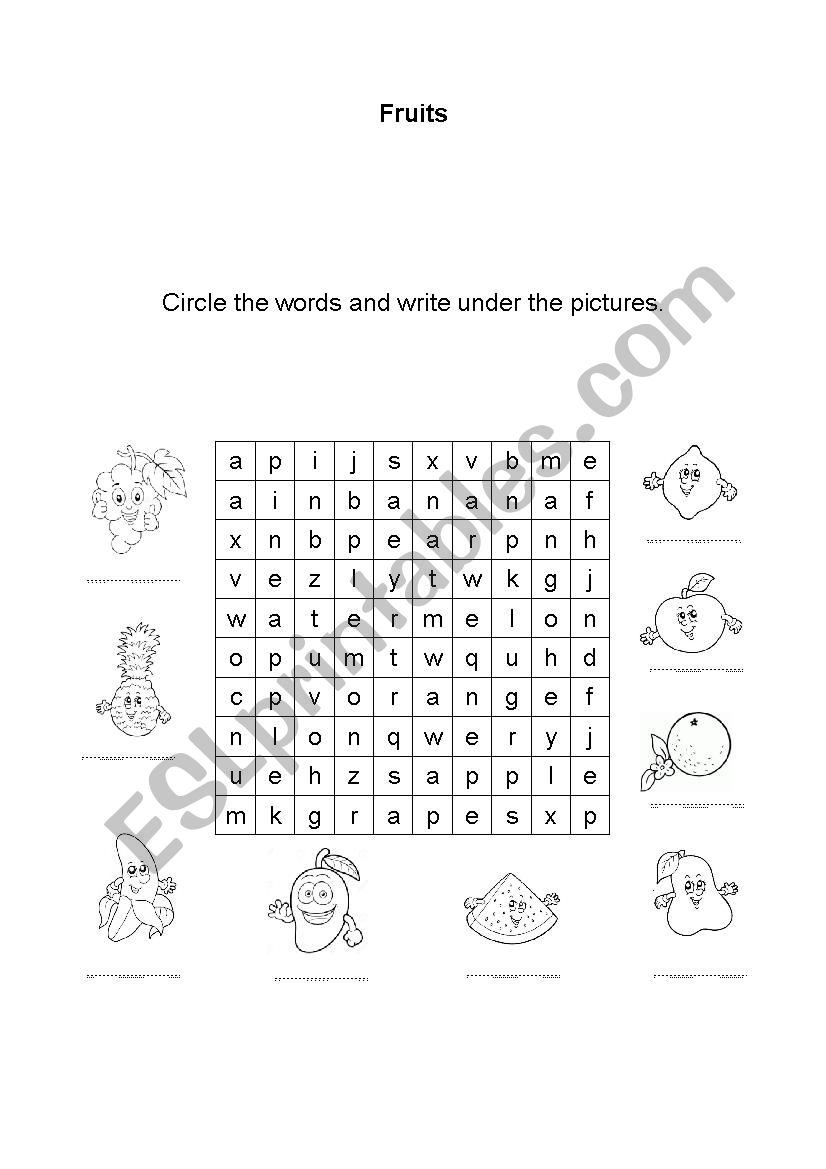 fruits worksheet