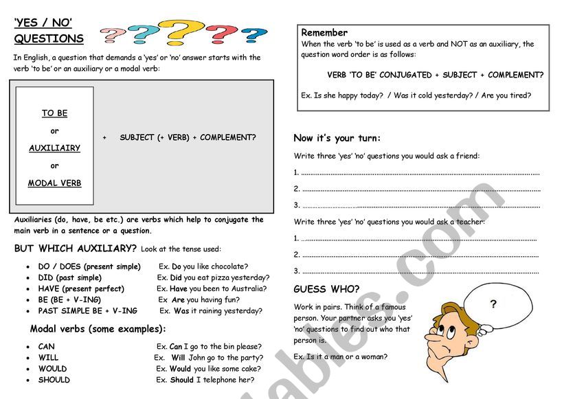 Yes / No Questions worksheet