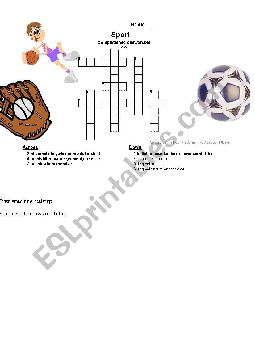 Sport worksheet