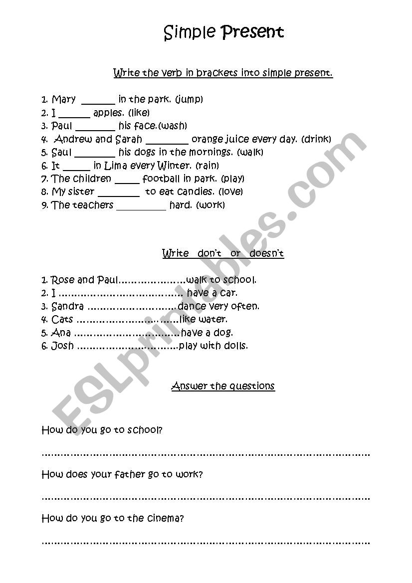 Simple Present worksheet