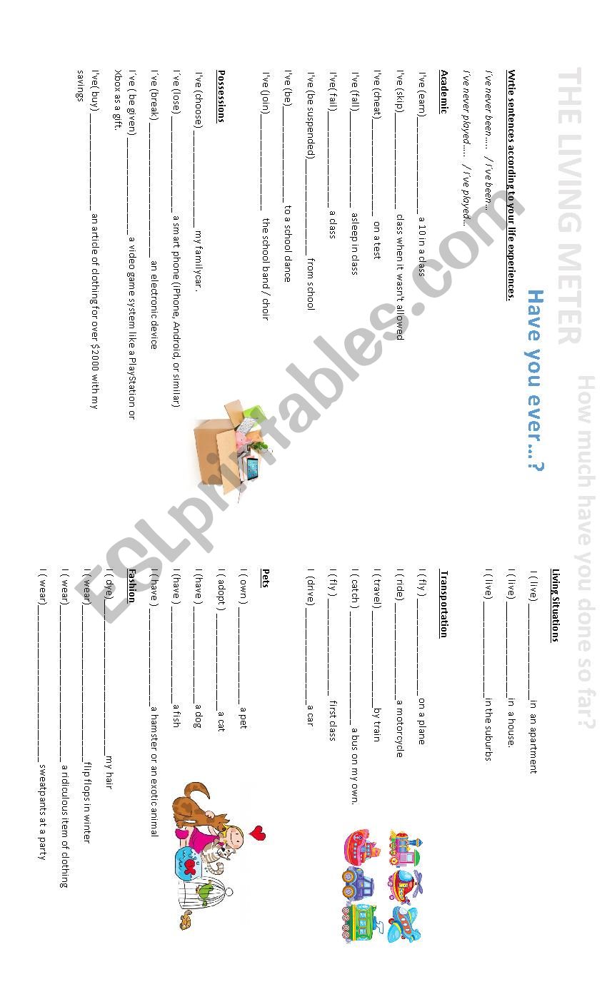 LIVING METRE worksheet